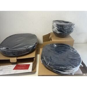 Dinnerware Set, Square 18-PCS Lightweight, Chip Resistant, Black